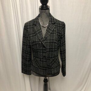Studio Y Jacket Womens Size 9 - 10 Black White Plaid Lined Pockets Blazer Career
